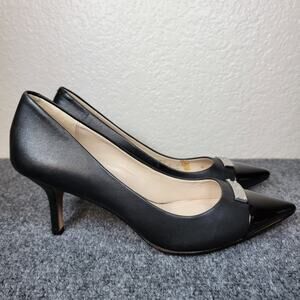 Coach Zan Pumps Women 9.5B Black Pointed Toe Patent Cap Toe Heels Leather Upper